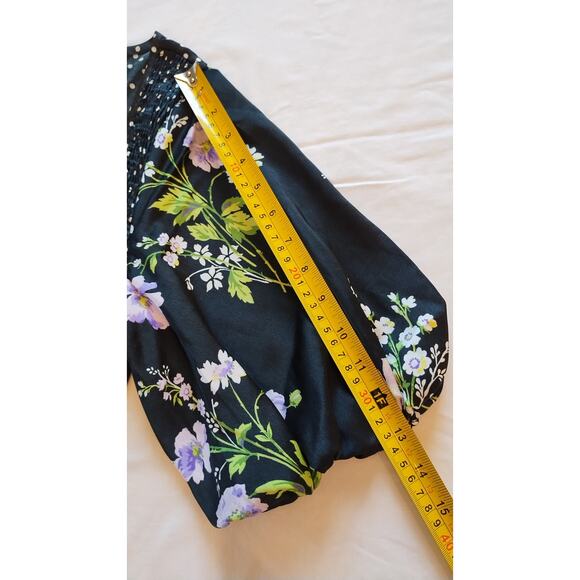 ASOS DESIGN mixed print ruched midi dress with puff sleeves Size 8 - Picture 13 of 15